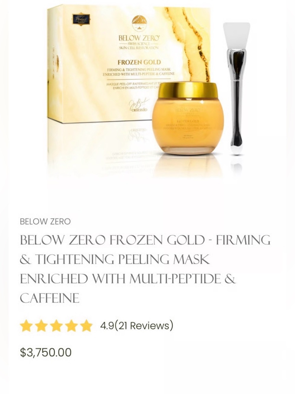 🥶Below Zero🥶Frozen Gold Firming & Tightening Peeling Mask-MSRP $3,750